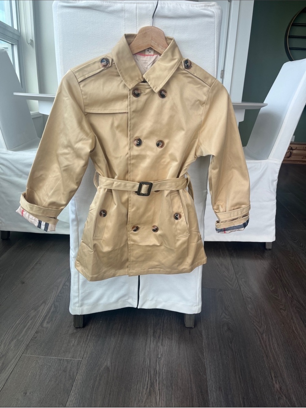 Burberry Tan Double-Breasted Trench Coat with Belt